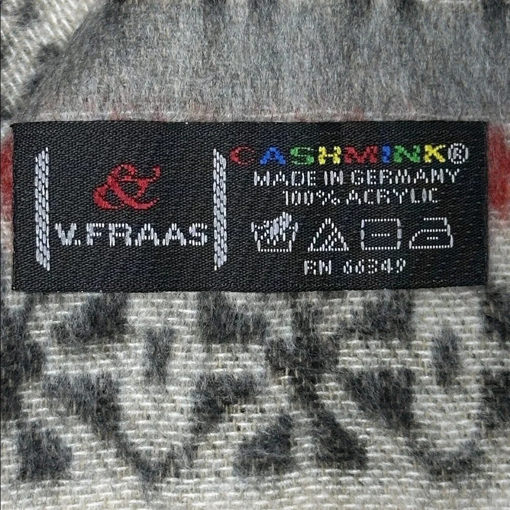 V Fraas Casmink Multicolor Fairisle Patterned Winter Scarf with Fringe 70”x15”